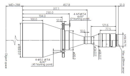 Mechanical Drawing LM58-TELECENTRIC-0.287X-WD288-39-NI